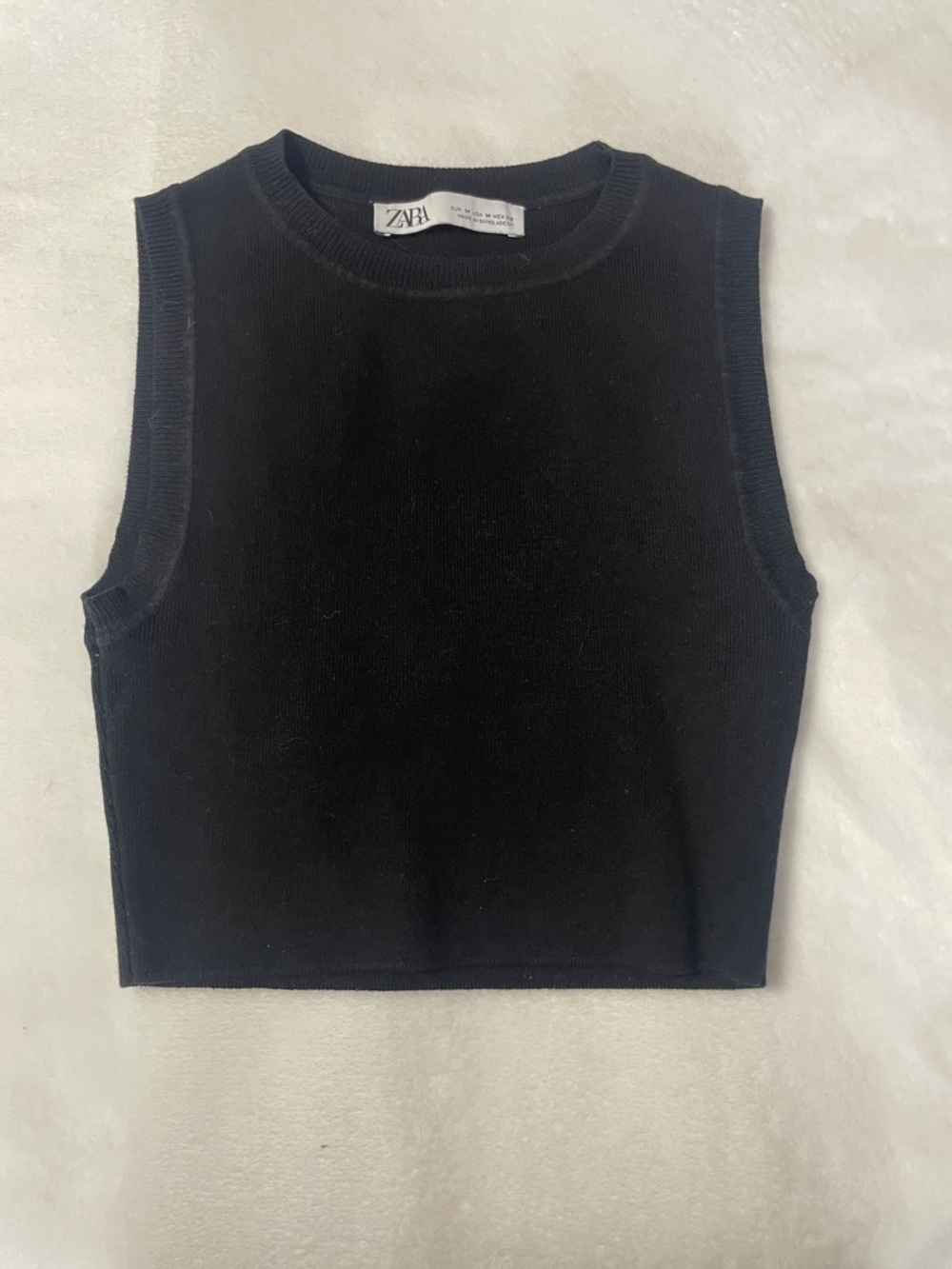 Zara Black Ribbed Sleeveless Crop Tank